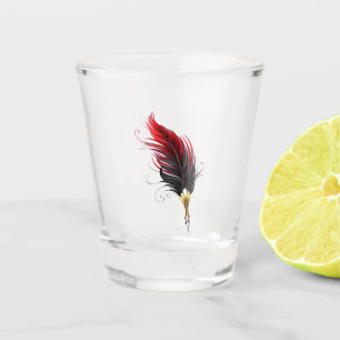 Vaso De Chupito Bolígrafo pluma roja con plumilla dorada