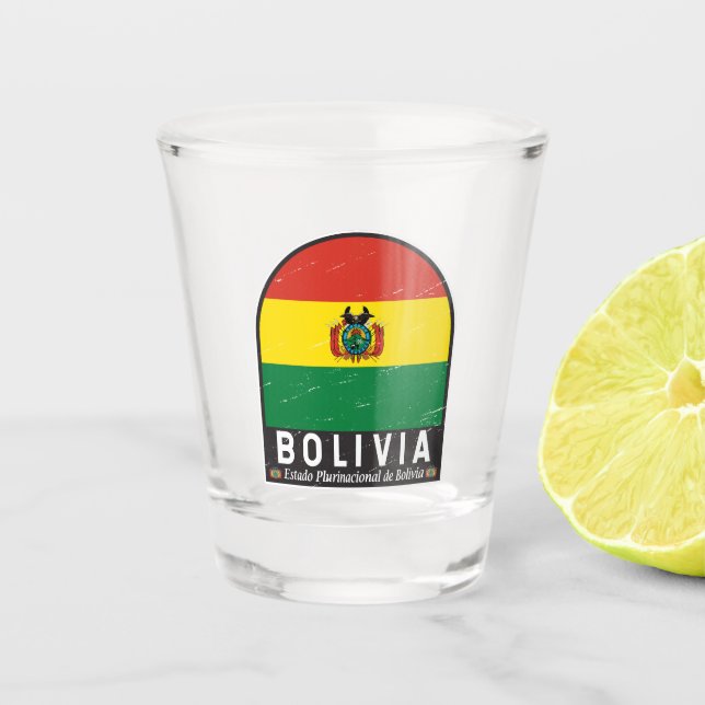 Vaso De Chupito Bolivia Bandera Emblem Molestias Vintage (Anverso)