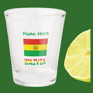 Vaso De Chupito Bolivia y la personalización verde de la bandera b