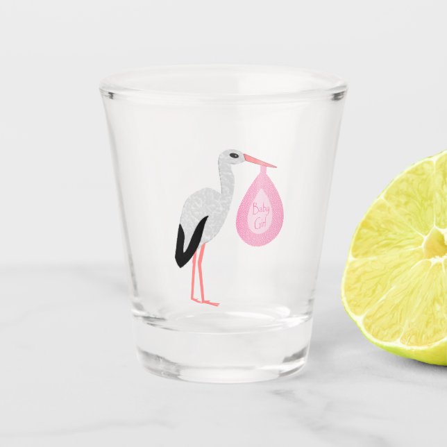 Vaso De Chupito Bonito Bebé Rosa Stork (Anverso)