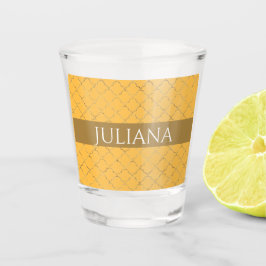 Vaso De Chupito Bonito Daffodil Gold Quatrefoil Personalizado