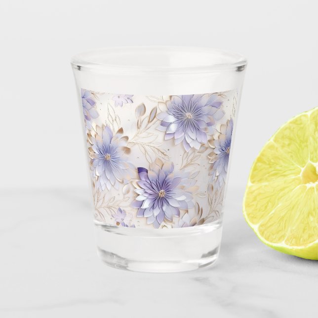 Vaso De Chupito Bonito Glam Gold Púrpura Pearl Floral Blanca (Anverso)