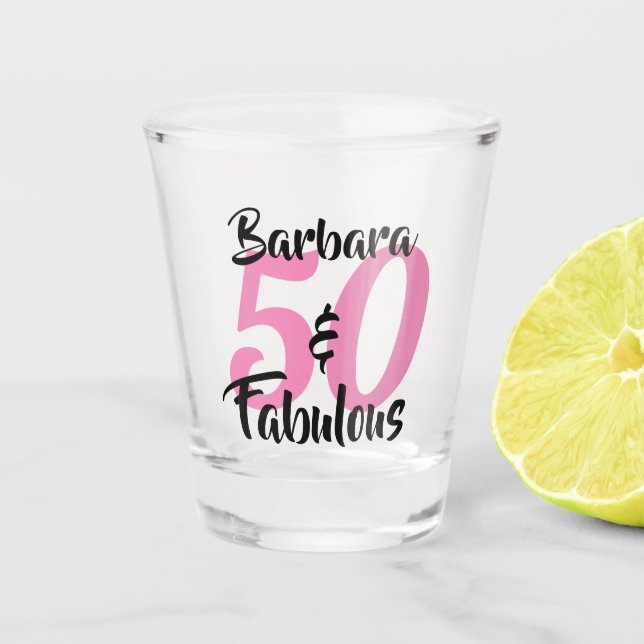 Vaso De Chupito Bonito Personalizada 50 y Fabuloso Personalizado R (Anverso)