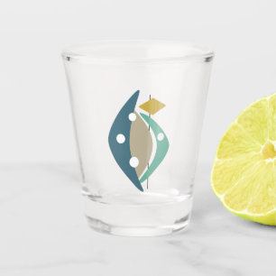 Vaso De Chupito Boomerangs de la Edad Atómica Azul de Mediados del