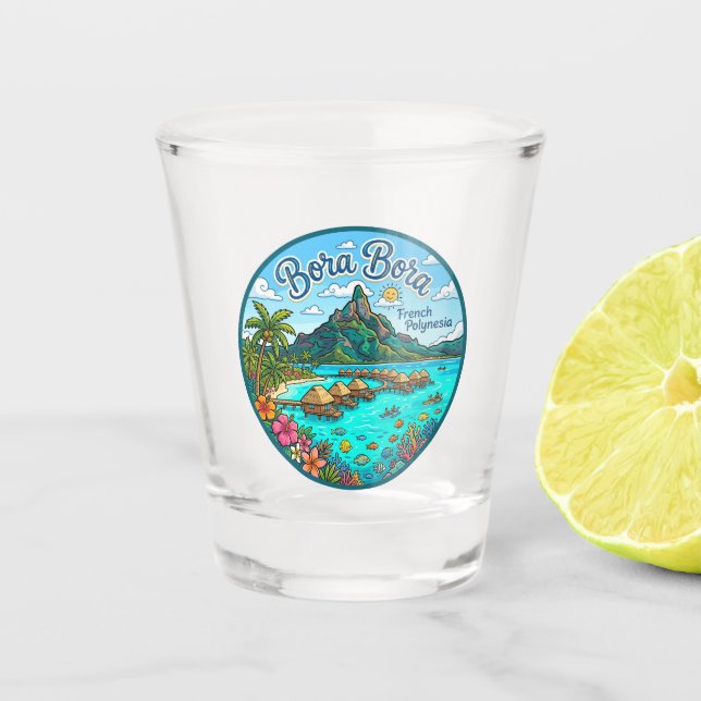 Vaso De Chupito Bora Bora Polinesia Francesa (Anverso)