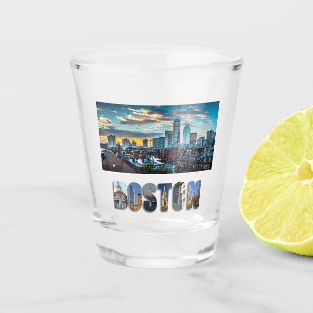 Vaso De Chupito Boston Massachusetts City Skyline Travel Photo (Anverso)