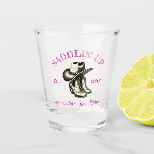 Vaso De Chupito Botas de vaquera de último rodeo sombrero fiesta d (Anverso)