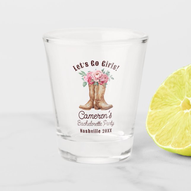 Vaso De Chupito Botas de vaquera personalizadas y despedida de sol (Anverso)