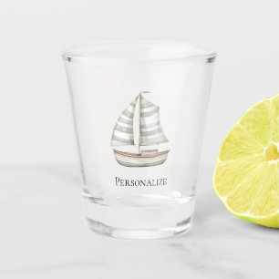 Vaso De Chupito Bote blanco Beach Ocean Green
