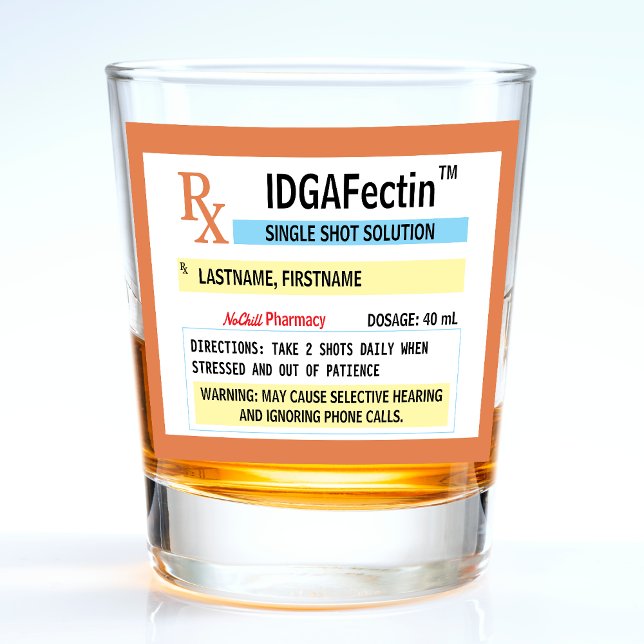 Vaso De Chupito Botella de prescripción Graciosa Gag Gift (Prescription Bottle Funny Gag Gift Shot Glass
)