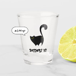 Vaso De Chupito Bottoms Up Black Cat Cute Funny Personalizado Kitt