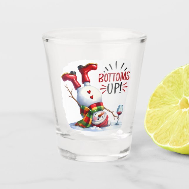 Vaso De Chupito Bottoms up lindo Snowman Bebe Wine (Anverso)