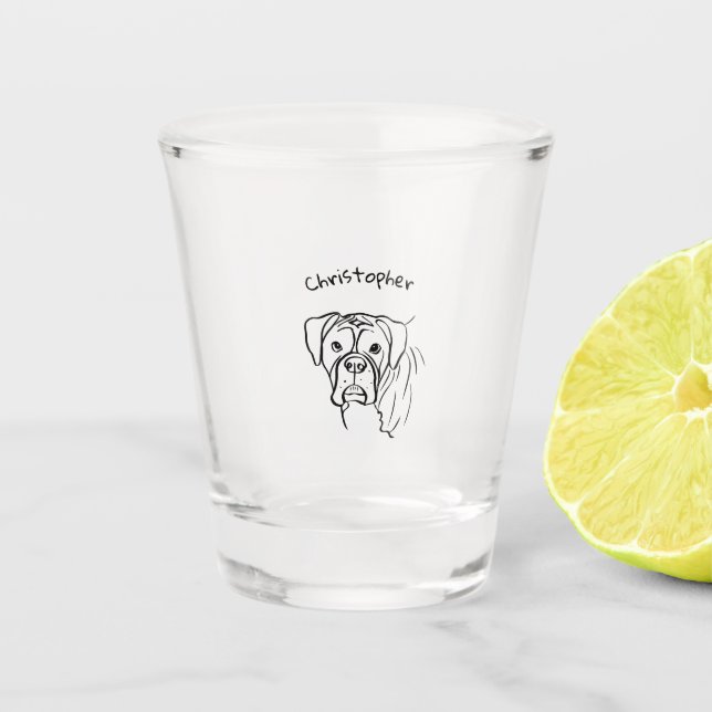 Vaso De Chupito Boxer caprichoso: Arte de líneas de texto editable (Anverso)