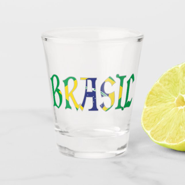 Vaso De Chupito Brasil: Colores de bandera (Anverso)