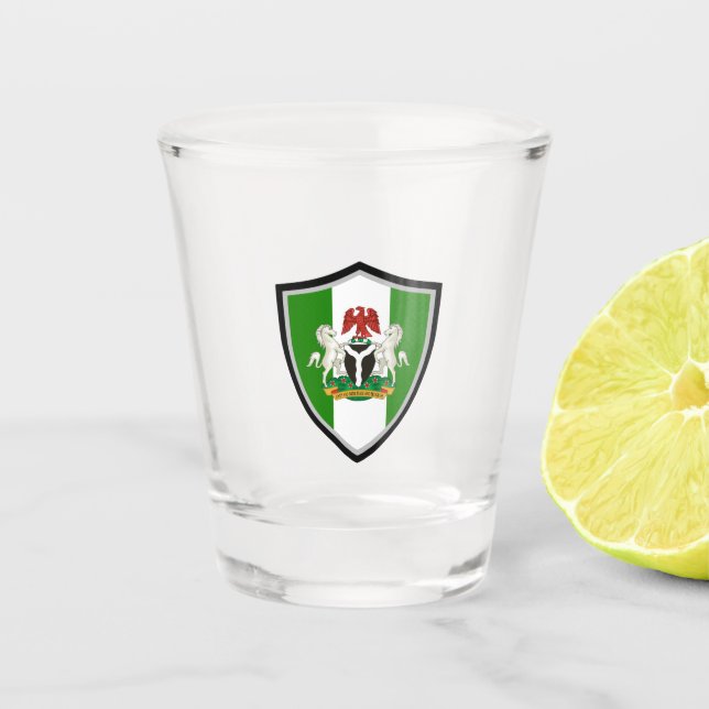 Vaso De Chupito Brazos con cubierta de bandera de Nigeria (Anverso)