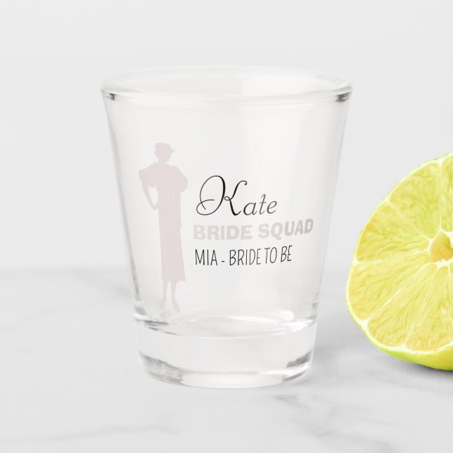 Vaso De Chupito Bride Squad | Salto de soltera rosa caliente Sho (Anverso)
