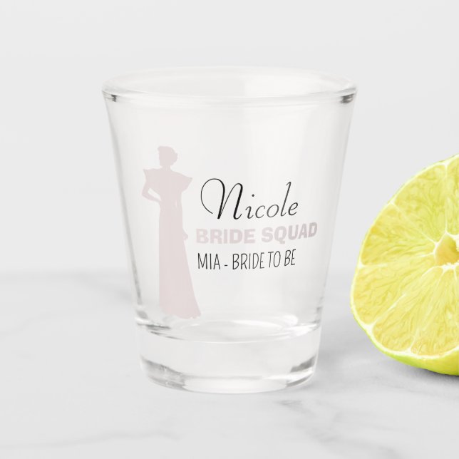 Vaso De Chupito Bride Squad | Salto de soltera rosa caliente Sho (Anverso)