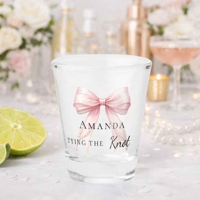 Vaso De Chupito Bride tying the knot blush pink bow Bachelorette (Subido por el creador)