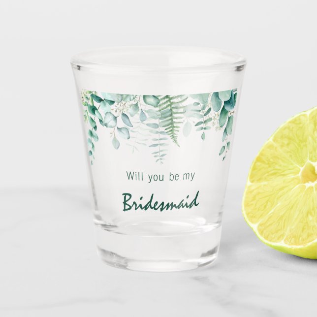 Vaso De Chupito Bridesmaid eucalyptus greenery helechos de bosque (Anverso)