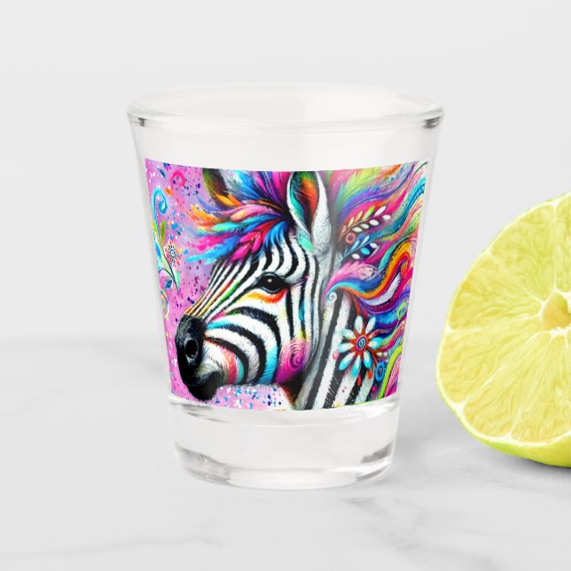 Vaso De Chupito Brillante margarita verde Verde azulada de cebra f (Anverso)