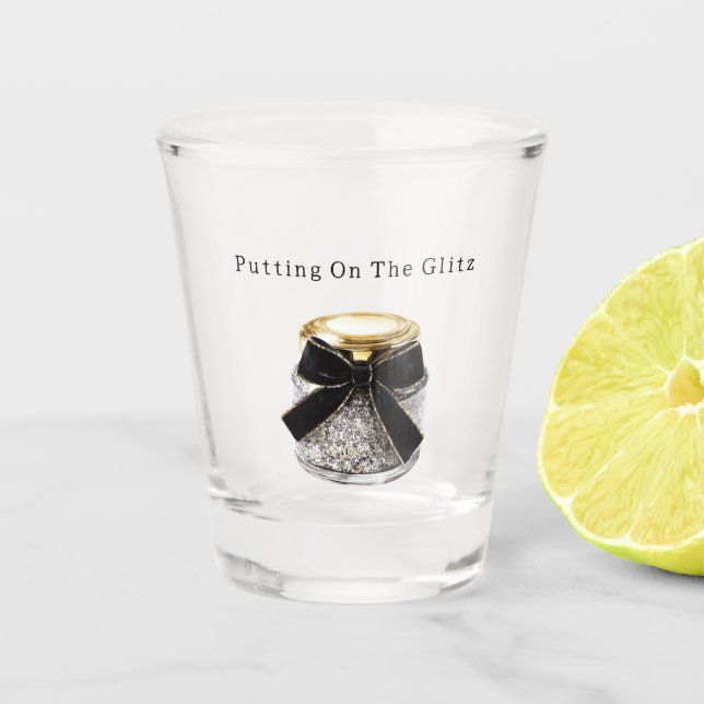 Vaso De Chupito Brillo Plateado Glitzy Glitter (Anverso)