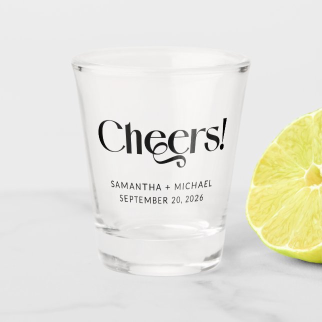 Vaso De Chupito Brindis de boda con serif decorativo (Anverso)