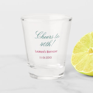Vaso De Chupito Brindis por cumpleaños 40 nombre fecha elegante az