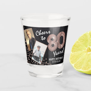 Vaso De Chupito Brindis por los 80 Años de Edad 2 Fotos