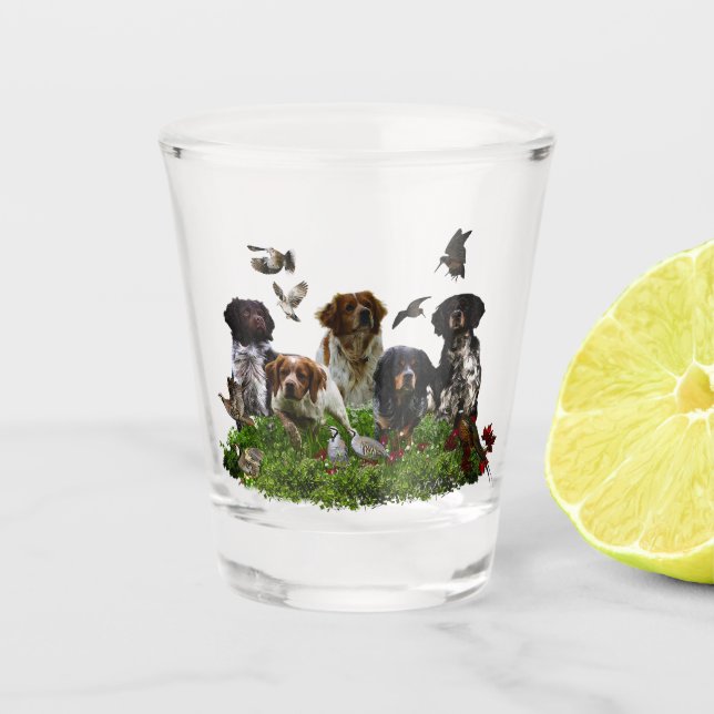 Vaso De Chupito Brittany Spaniel y chocha  (Anverso)