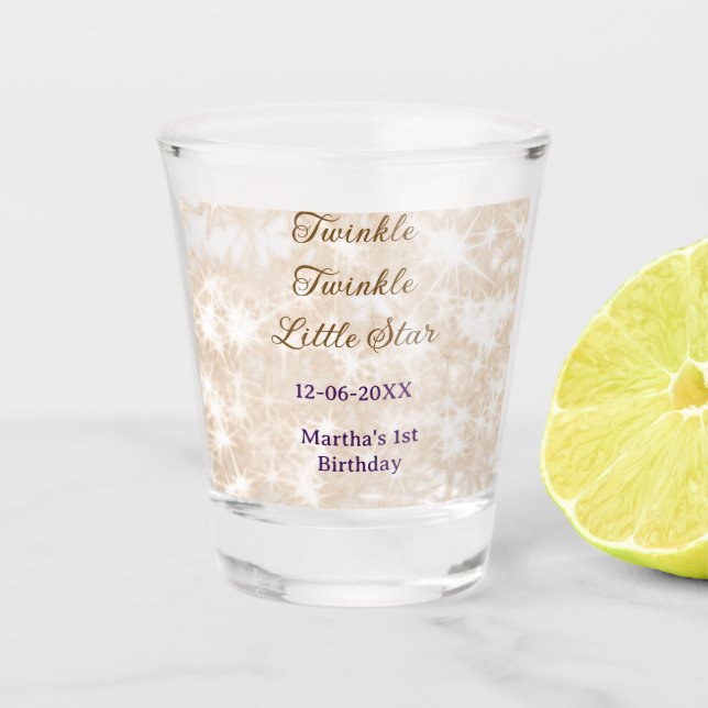 Vaso De Chupito Brown glitter twinkle twinkle little star birthday (Anverso)