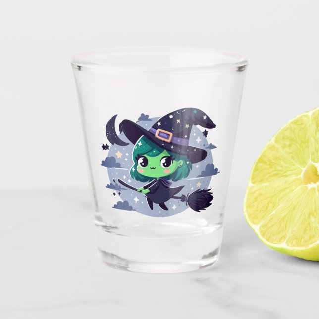Vaso De Chupito Bruja en la habitación Halloween Personalizado lin (Anverso)