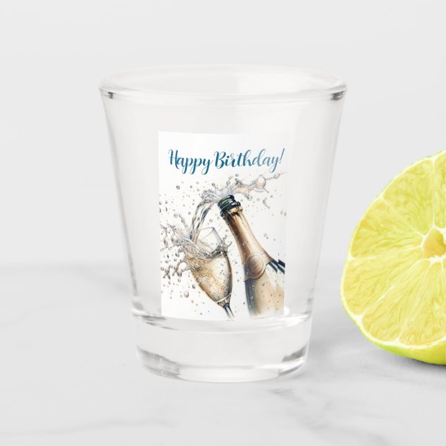 Vaso De Chupito Bubbly champagne Happy Birday (Anverso)