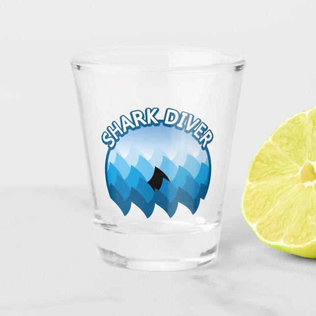Vaso De Chupito Buceador de tiburones (Anverso)