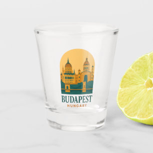 Vaso De Chupito Budapest Hungría Viaje Antiguo Ciudad Retro
