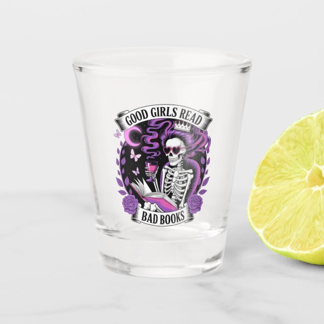 Vaso De Chupito Buenos Chicas leen libros malos (Anverso)