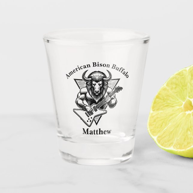 Vaso De Chupito Búfalo de oro tocando la guitarra (Anverso)