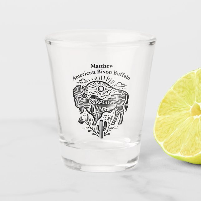 Vaso De Chupito Búfalo dorado que brilla bajo el sol cerca de las  (Anverso)