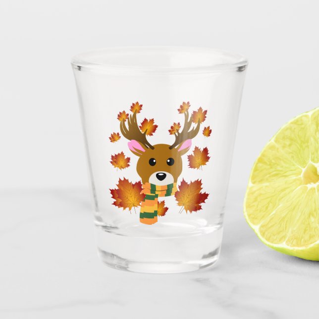 Vaso De Chupito Bufanda de otoño ciervo hojas de arce (Anverso)