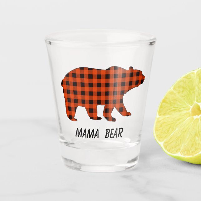Vaso De Chupito Buffalo Plaid Mama Bear (Anverso)
