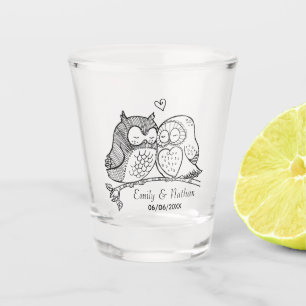 Vaso De Chupito Búhos dulces en pares de encargo románticos del