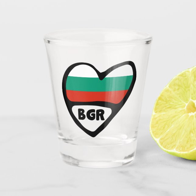 Vaso De Chupito Bulgaria Código de país Corazón de bandera, BGR (Anverso)