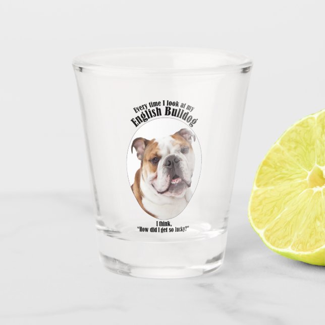 Vaso De Chupito Bulldog afortunado (Anverso)