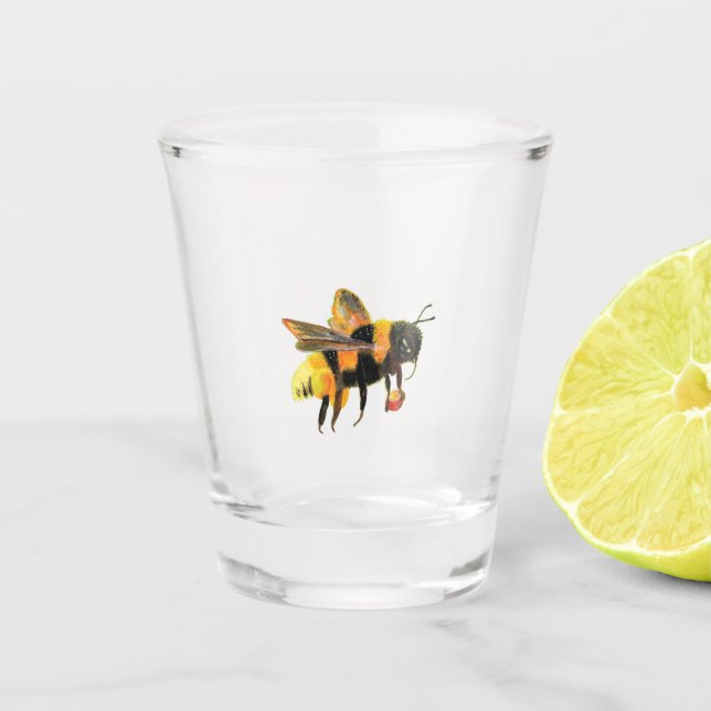 Vaso De Chupito Bumble Bee cargando polen (Anverso)