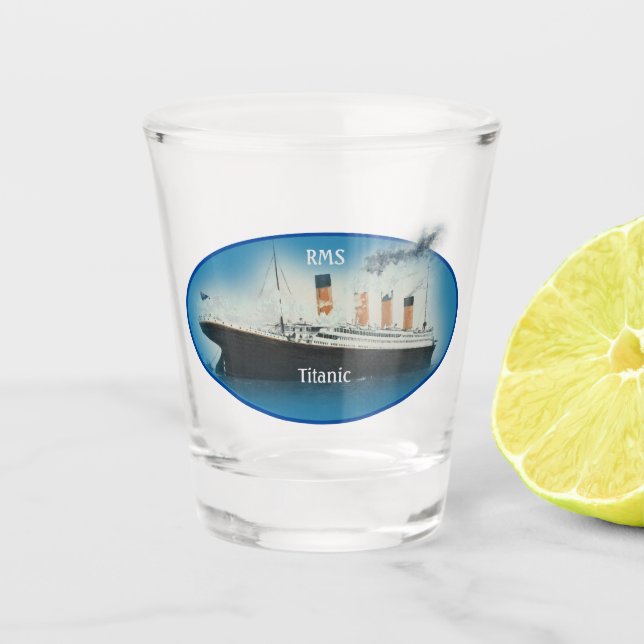 Vaso De Chupito Buque Titanic Maritime Blue White Star Line (Anverso)
