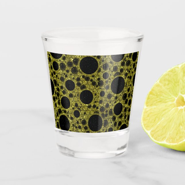 Vaso De Chupito Burbujas Espaciales - Brillo Dorado (Anverso)