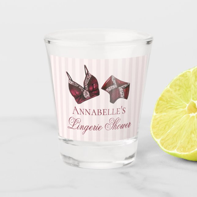 Vaso De Chupito Burgundy Lingerie Shower Bachelorette Party Favor (Anverso)