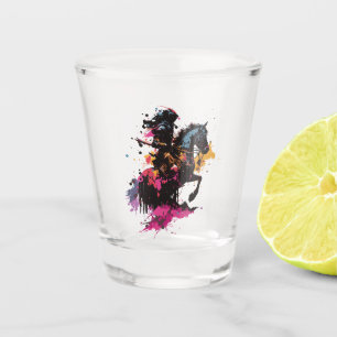 Vaso De Chupito Caballo de guerrero en acuarela