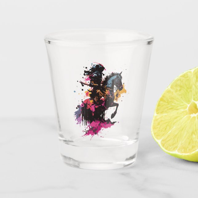 Vaso De Chupito Caballo de guerrero en acuarela (Anverso)