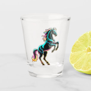 Vaso De Chupito Caballo Luz de Neón Glitch Estilo Retro