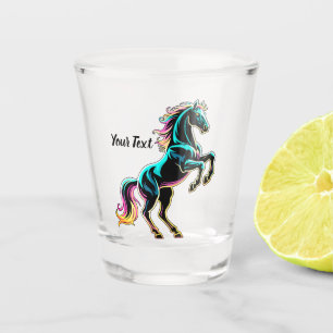 Vaso De Chupito Caballo Luz de Neón Glitch Estilo Retro